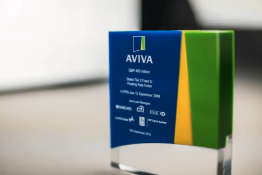 Aviva financial tombstones in the shape of their logo