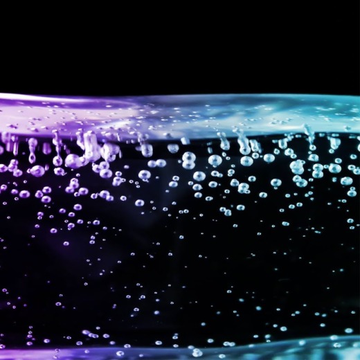 Clear acrylic with green and purple light and bubbles for movie props