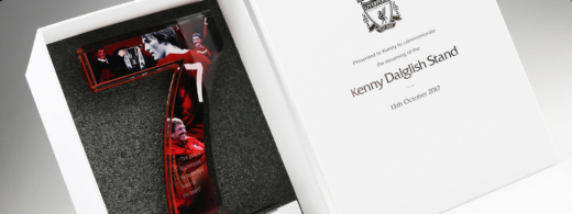 Liverpool FC Kenny Dalglish Stand commemorative acrylic award in presentation box