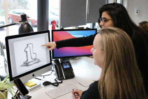 In-house design team developing a bespoke custom award concept during the awards design process in the UK.