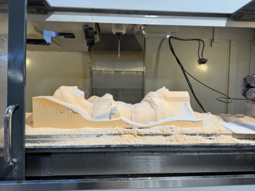 Large CNC machine carving mould for cast acrylic sculpture fabrication