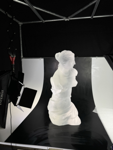 Large cast acrylic sculpture photographed during production at Midton Acrylics