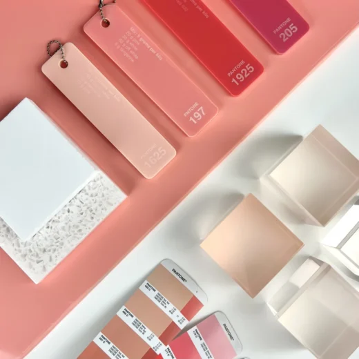 Cast acrylic corporate gift material samples with custom brand colour matching