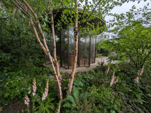 Chelsea Flower Show pavilion in planted landscape with Midton recycled acrylic panels
