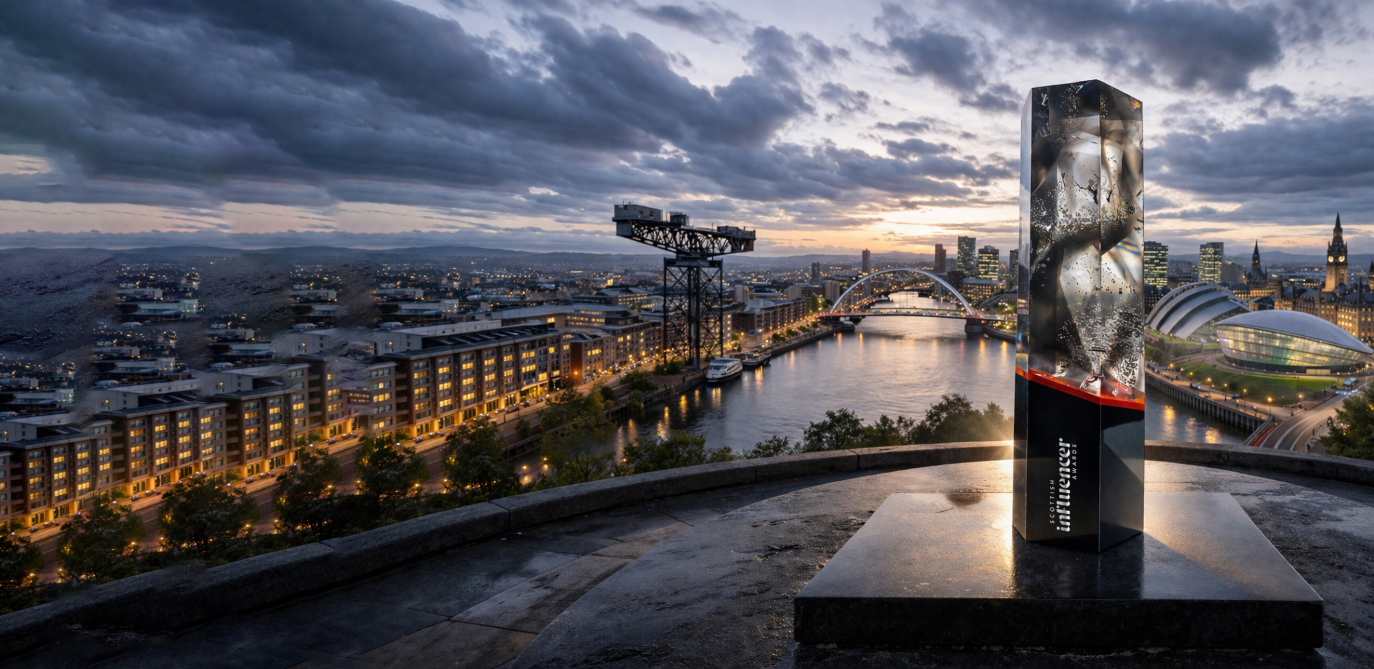 Sustainable acrylic awards created by Midton for the Scottish Influencer Awards using recycled materials