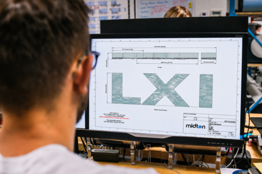 Midton designer developing bespoke acrylic Super Bowl LXI numeral concept on screen