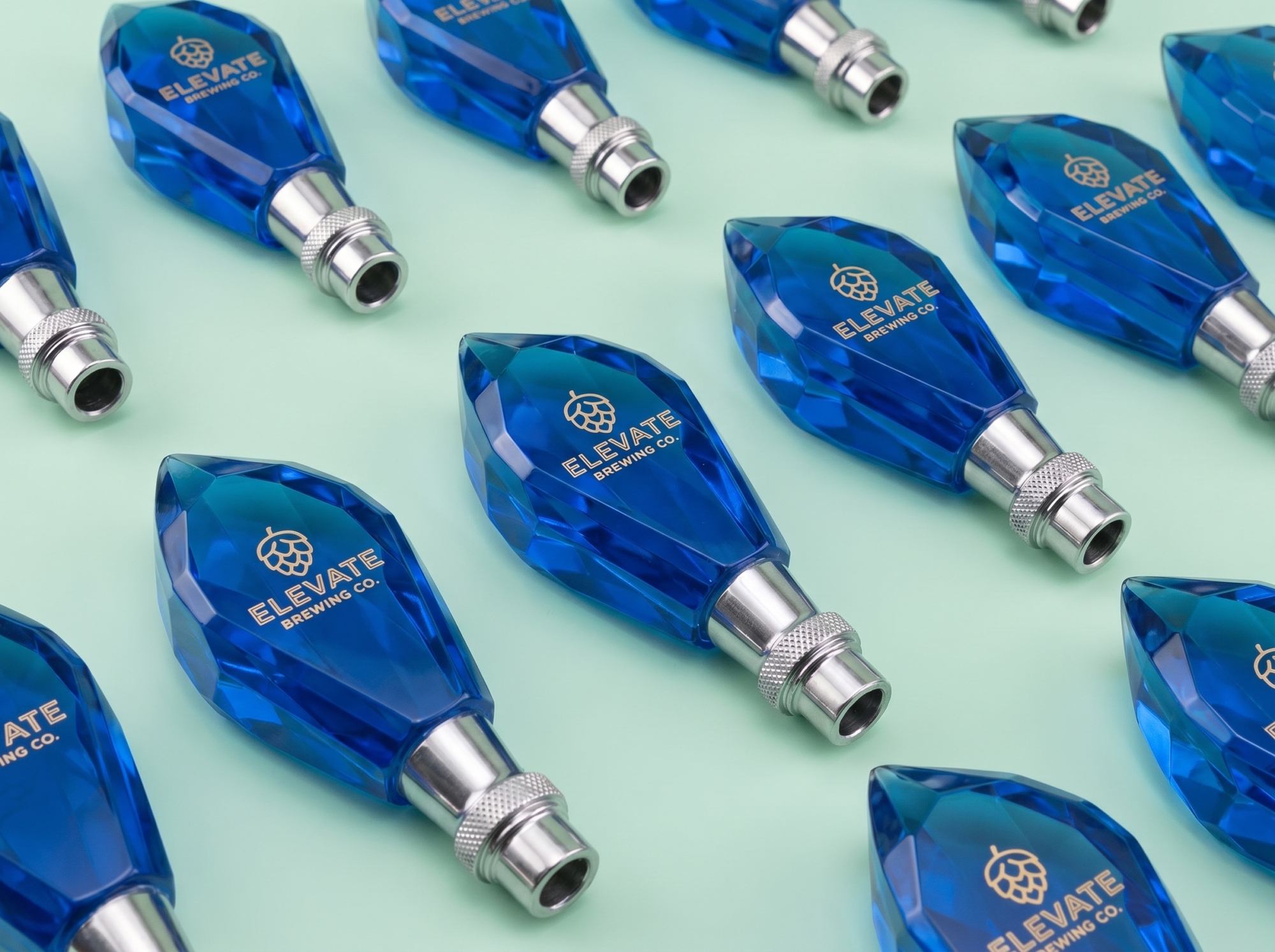 Custom beer tap handle components manufactured in premium cast acrylic by Midton