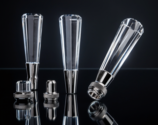 Illuminated custom beer tap handles installed on a premium bar tap system