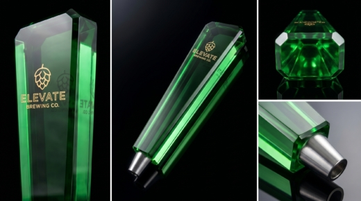 Premium brewery tap handle acrylic components and illuminated branding displays