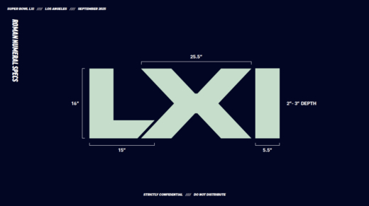 Technical specification drawing for bespoke Super Bowl LXI acrylic numerals