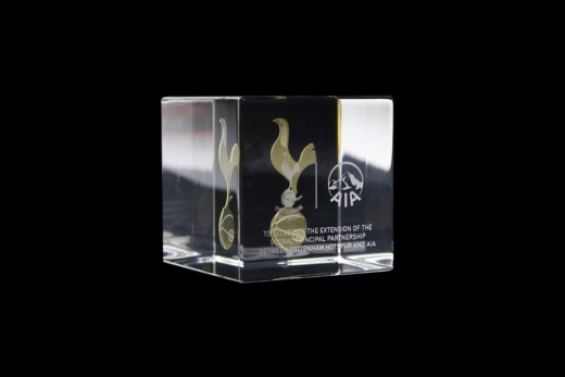 Tottenham Hotspur and AIA branded acrylic cube created to celebrate their partnership
